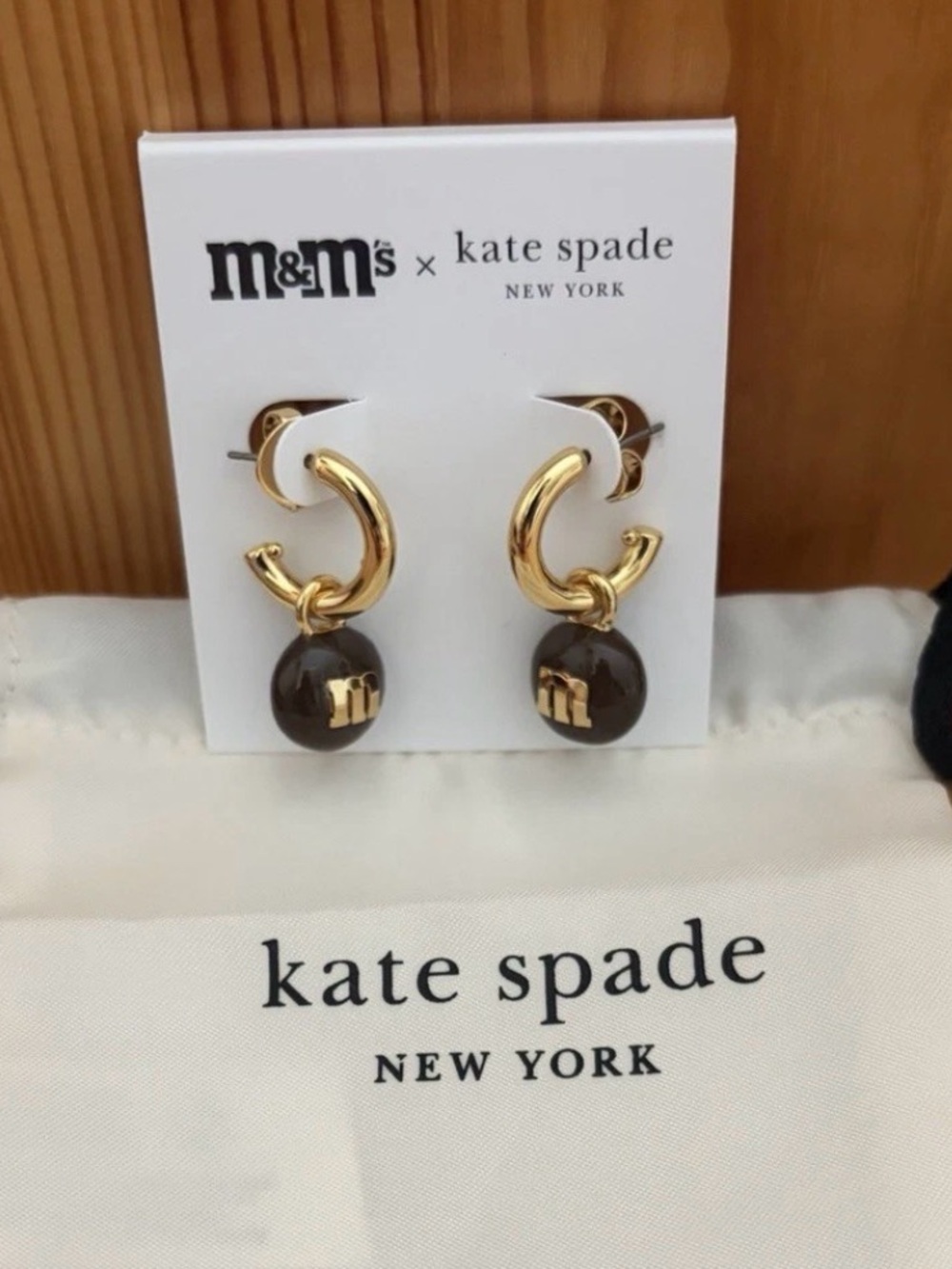 M&M's x Kate Spade New York Charm Huggies, Earrings, Limited Edition, Brown